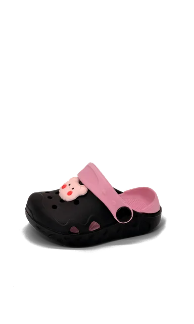 KING CROSS Infantil Bicolor, color Negro y Rosa — ojota infantil bicolor con dije