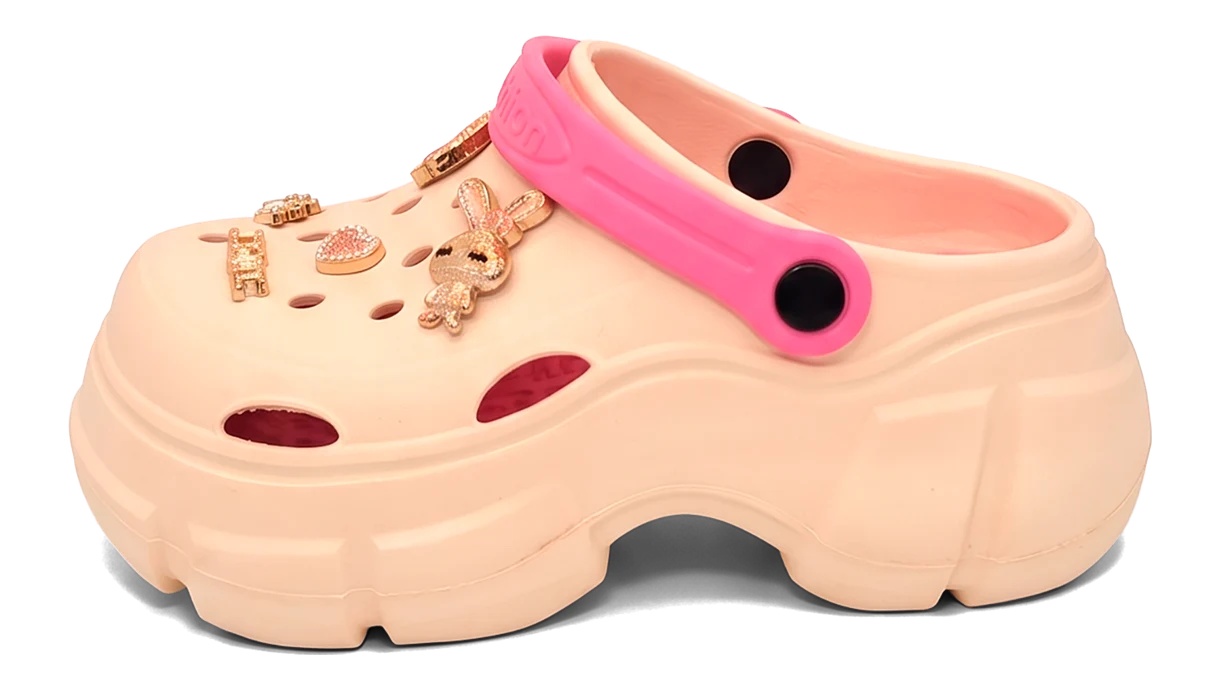 KING CROSS Fashion, color Crema con correa Rosa Bebé — ojota con dijes y charms