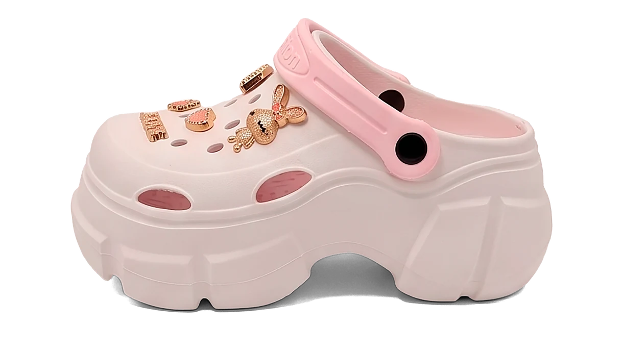 KING CROSS Fashion, color Hueso con correa Rosa Bebé — ojota con dijes y charms