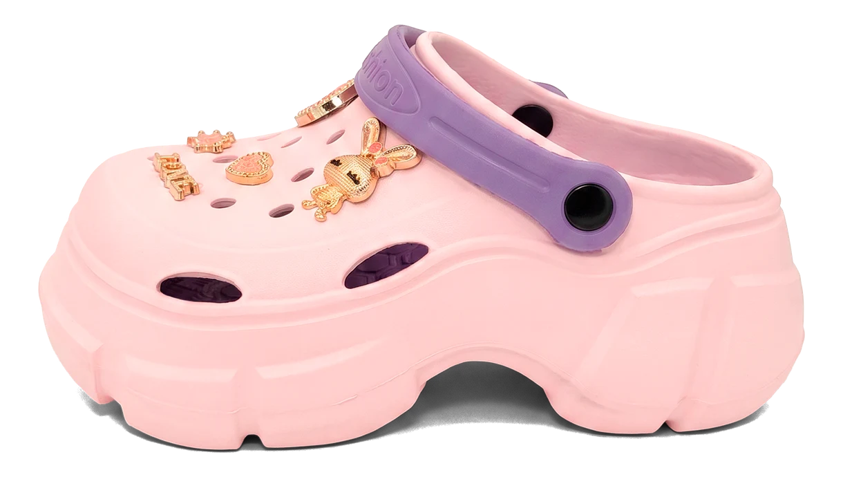 KING CROSS Fashion, color Rosa y Violeta — ojota con dijes y charms